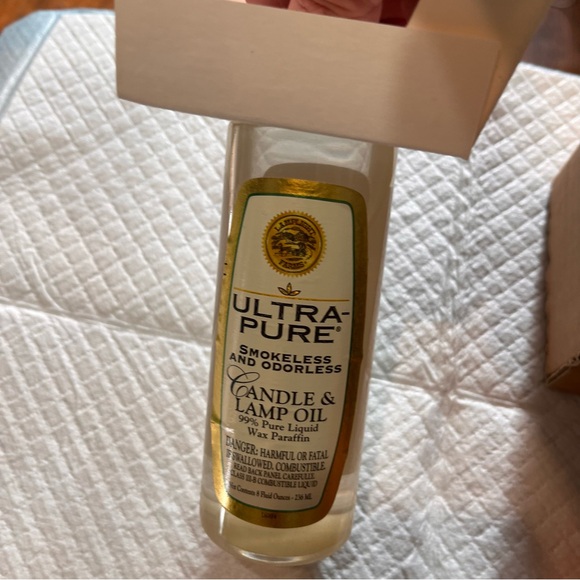 Chrismas Oil Lamp Glass Ornaments Bronze Set Of 2 W/wicks,Lamp Oil, Funnel,bulbs - Picture 4 of 11